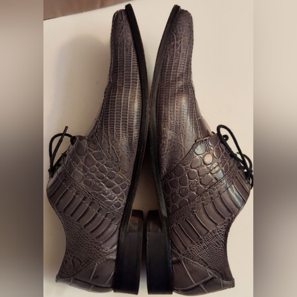 Men's croc embossed leather gray dress shoes by Stacy Adams - Picture 5 of 15
